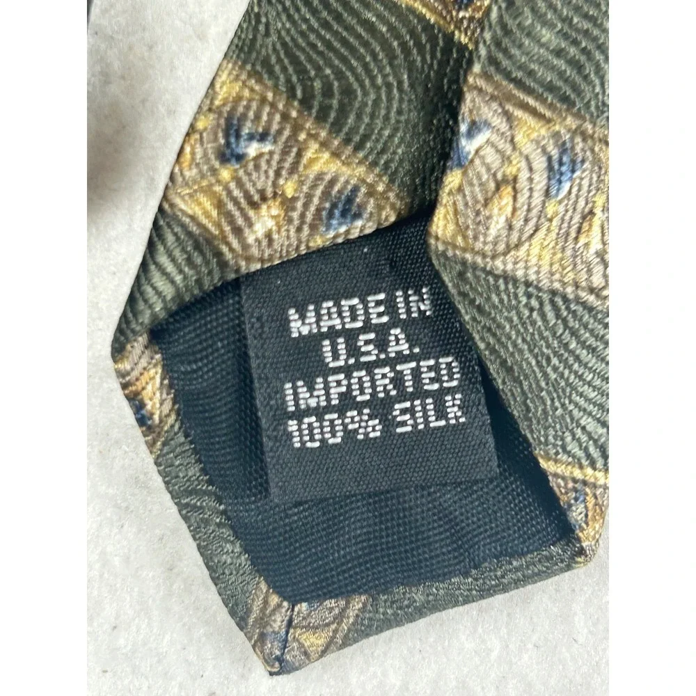 Puritan Necktie Mens OS Green Gold Striped Silk Classic Professional Accessory